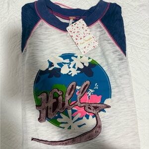 Free People Kids Navy and White Long Sleeve Tee